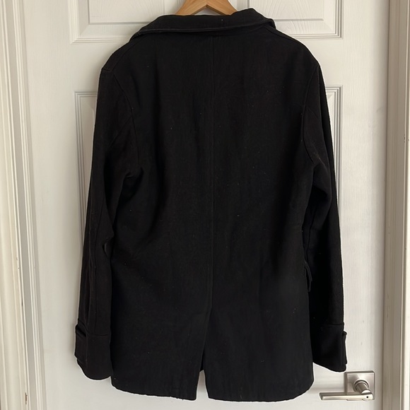 $20/2 Black Jacket Trench Coat Asymmetrical Opening unisex - Picture 4 of 12